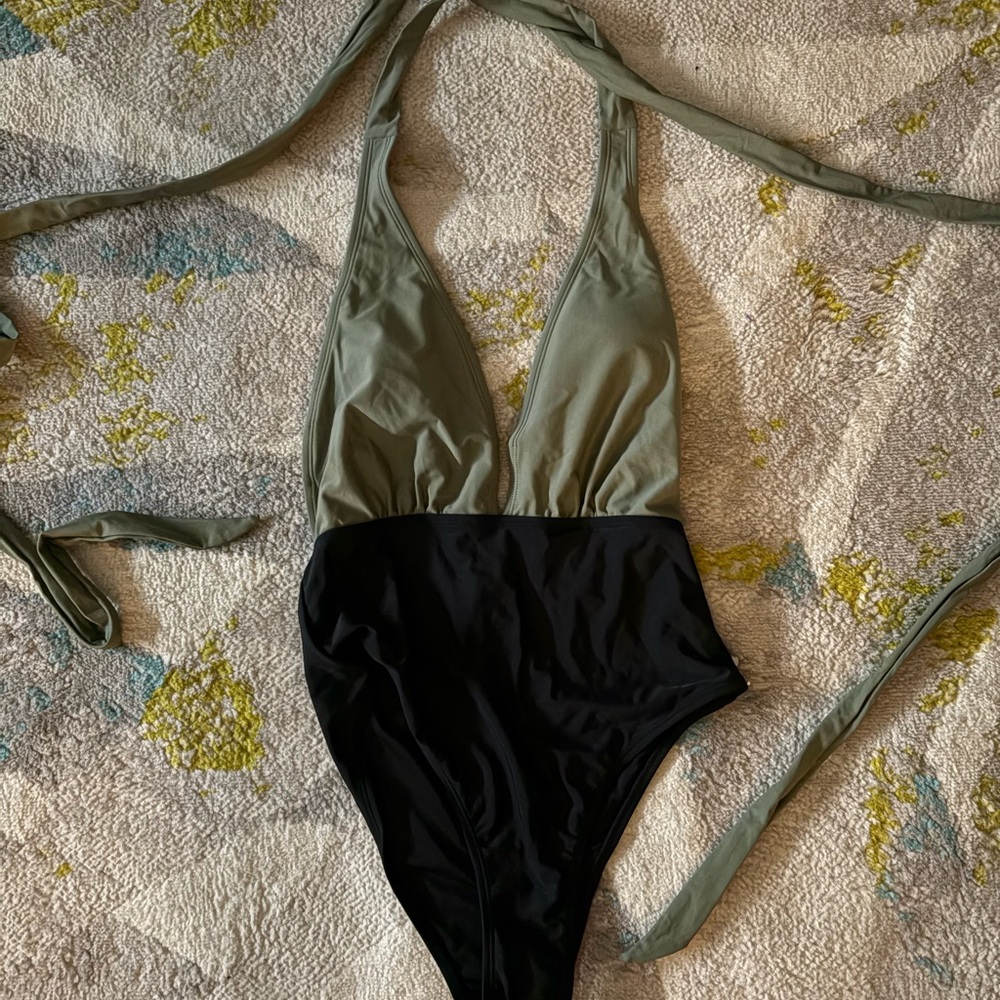 Cupshe Olive and Black One Piece Swimsuit